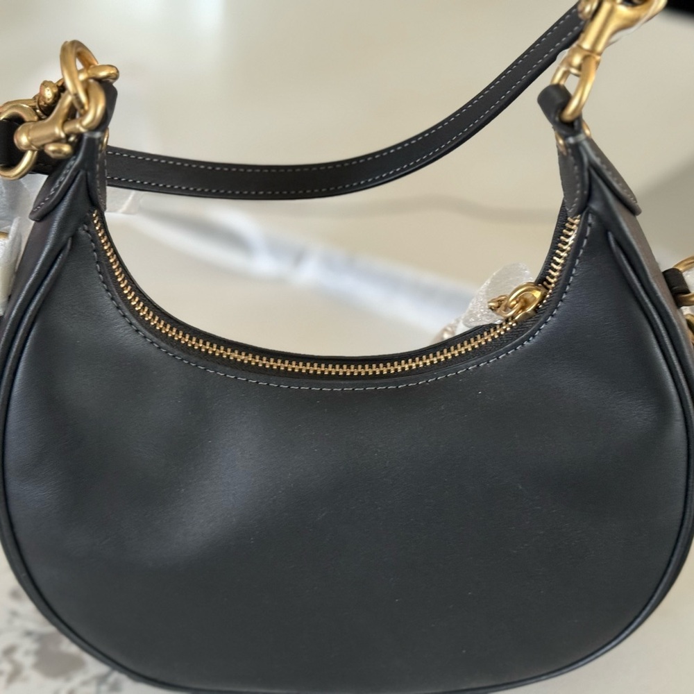 Coach Black Crescent Shoulder Bag with Gold Hardware